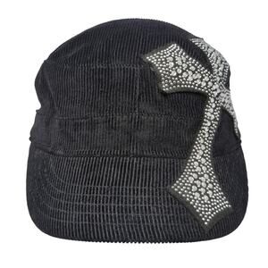 Cross Strapback Cadet Army Cap Black One Size Adjustable Corduroy Olive Juice